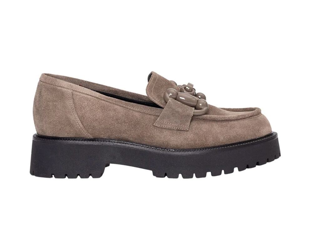 Ateliers Kai Taupe Suede Loafer Sz 8.5/9 US 39 EU NIB Decorative Buckle Slip-Ons